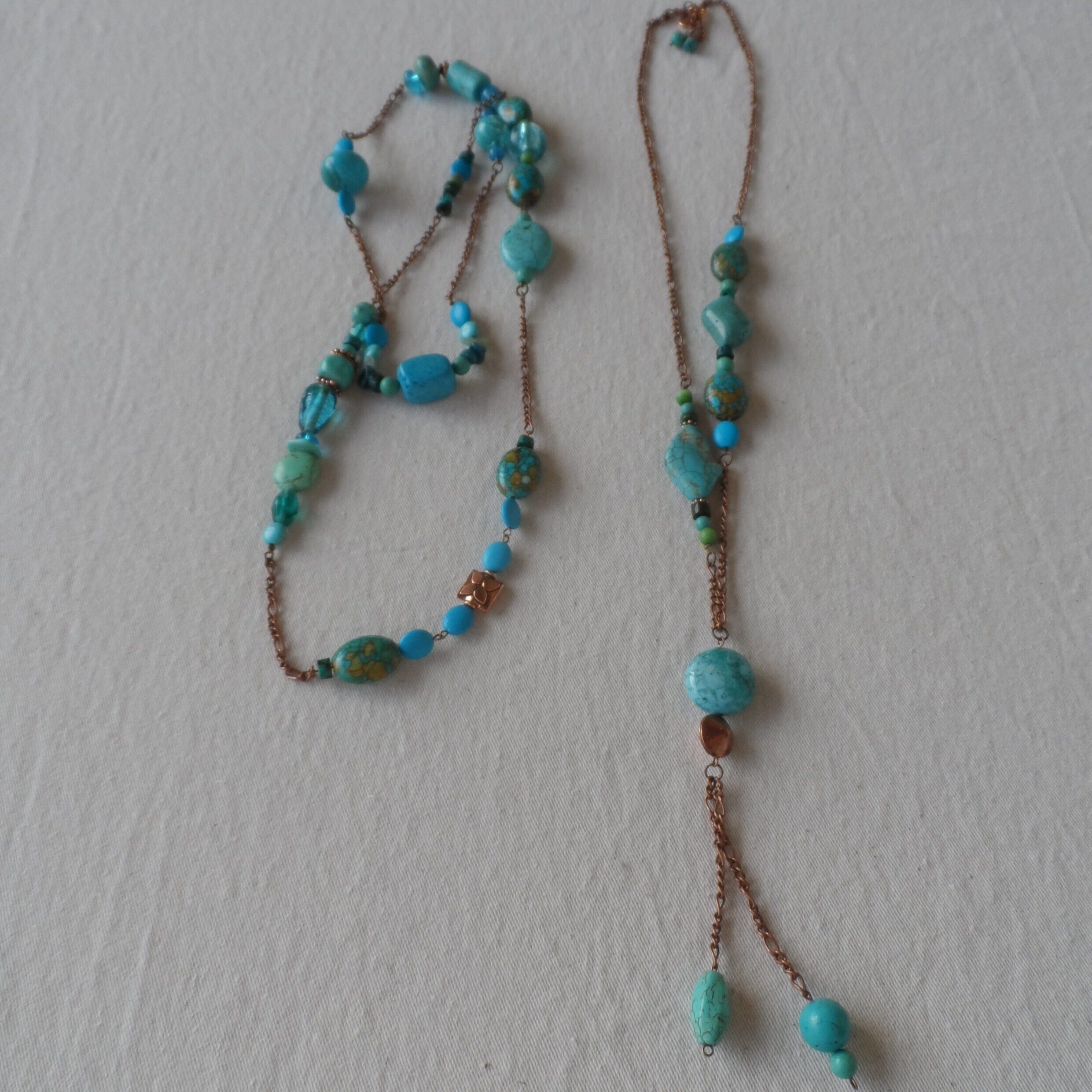 AQUA beads & chain - 2 pieces